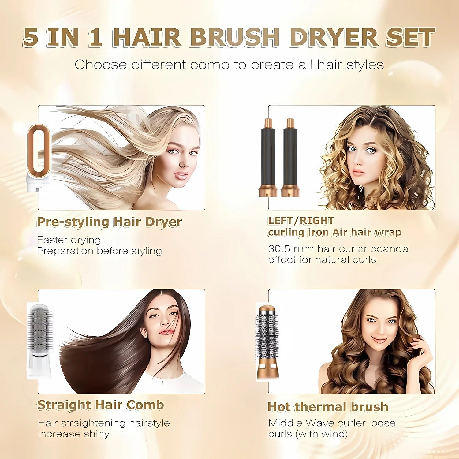 5-in-1 Professional Hot Air Styler – Dry, Curl, Straighten & Volumize with One Tool